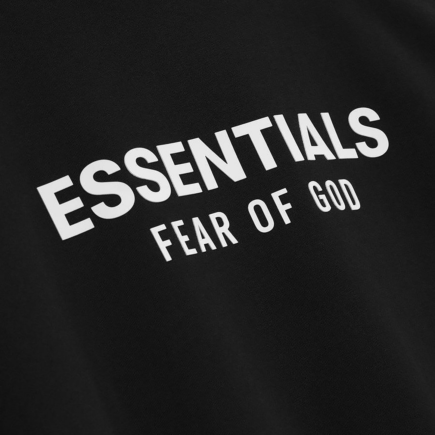 Fear of God Essentials Classic Fit Fleece Hoodie Jet Black SS25 Back Logo