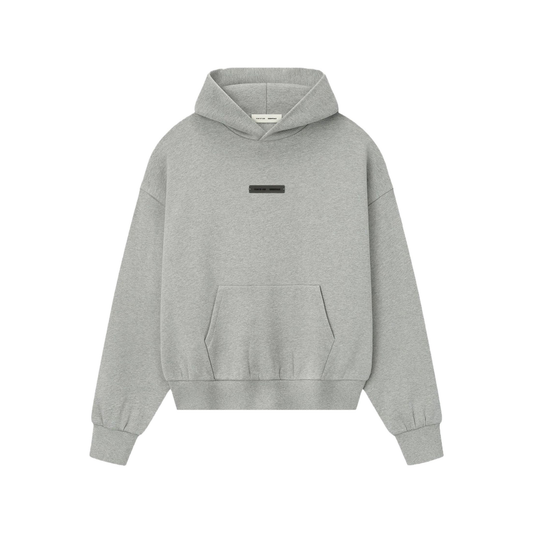 Fear of God Essentials Classic Fleece Hoodie Concrete Heather FW25 Front