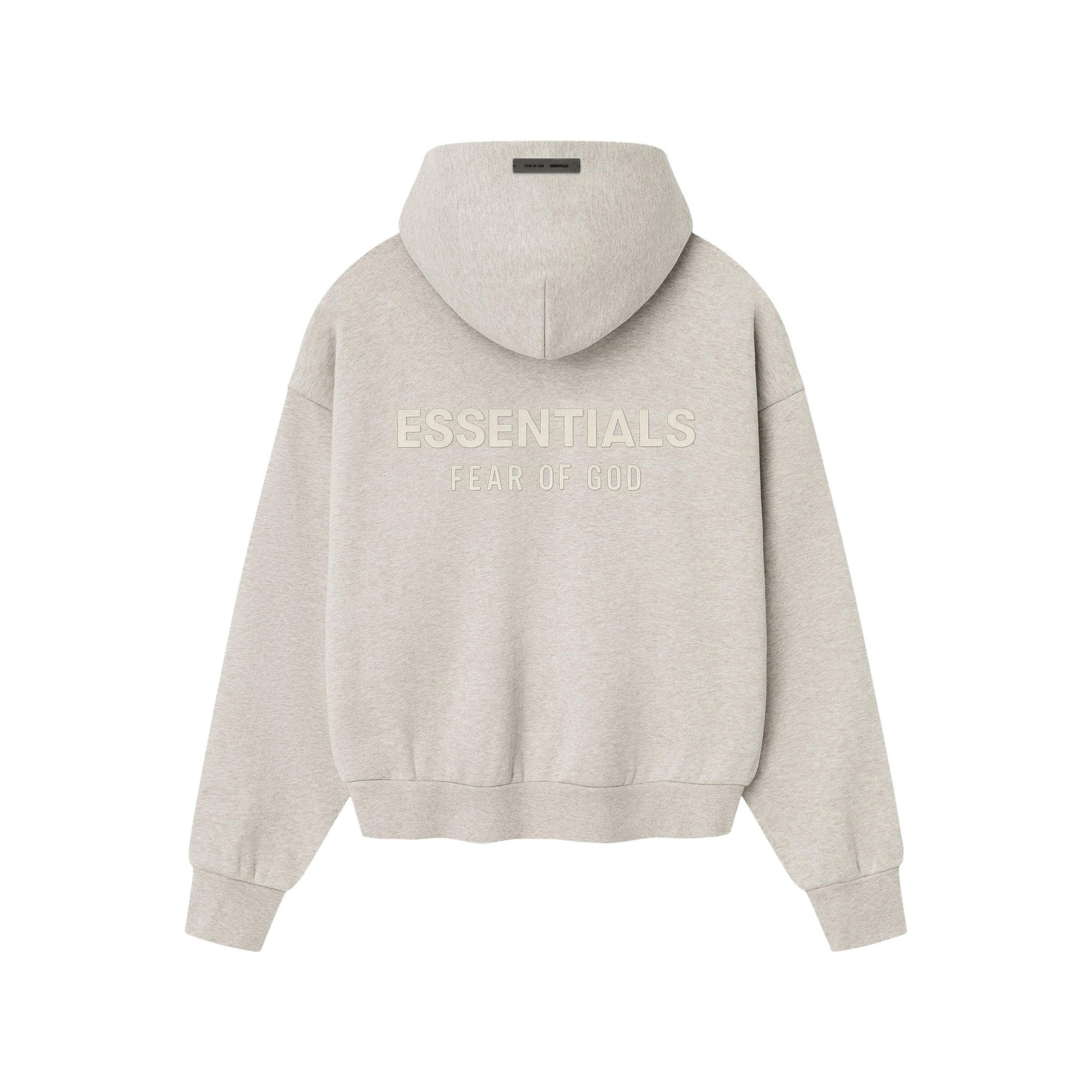 Fear of God Essentials Classic Fleece Hoodie Heather Stone SS25 Back