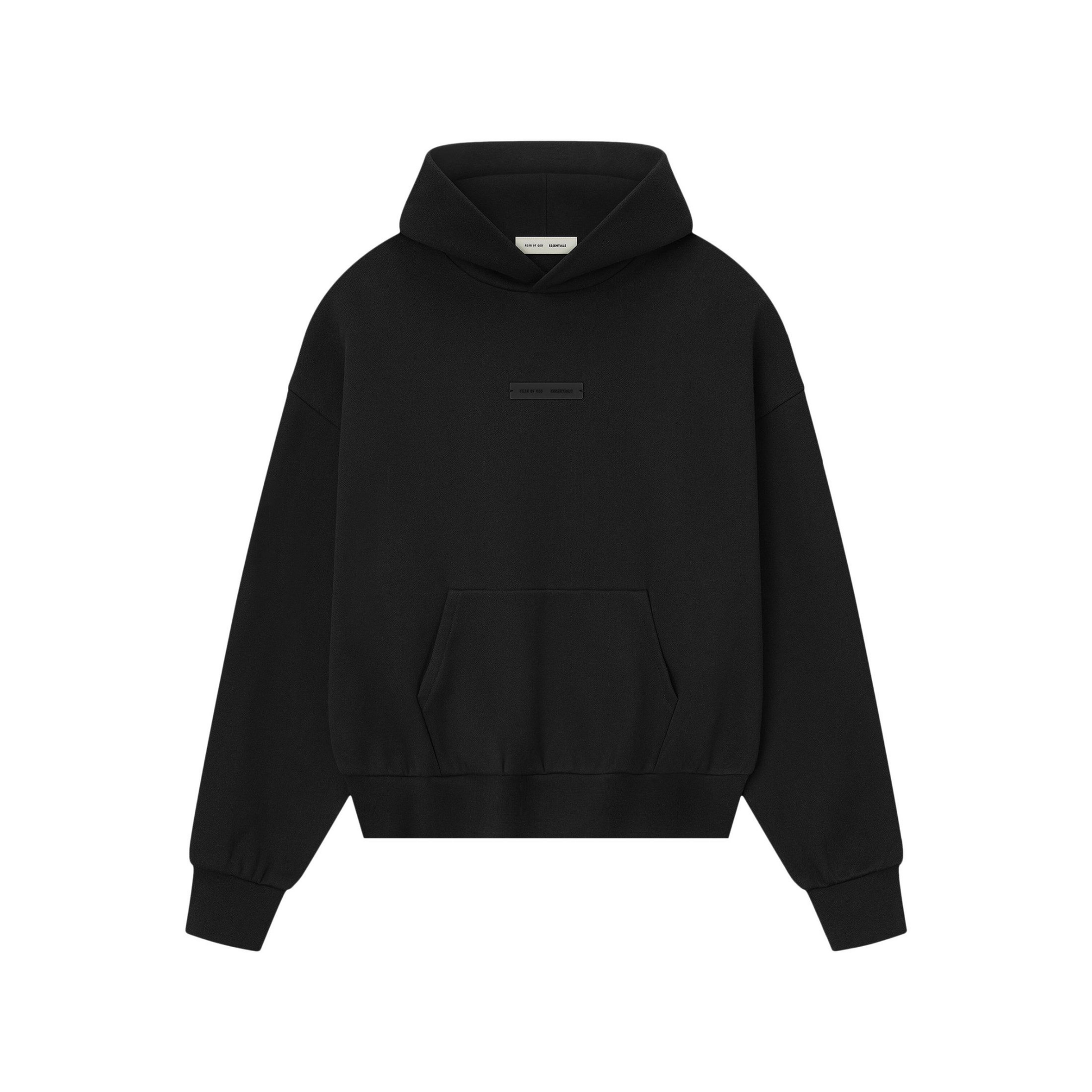 Fear of God Essentials Classic Fleece Hoodie Jet Black FW25 Front