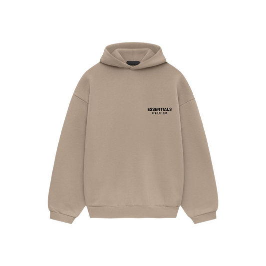 Fear of God Essentials Core Logo Fleece Hoodie Desert Sand FW24 Front