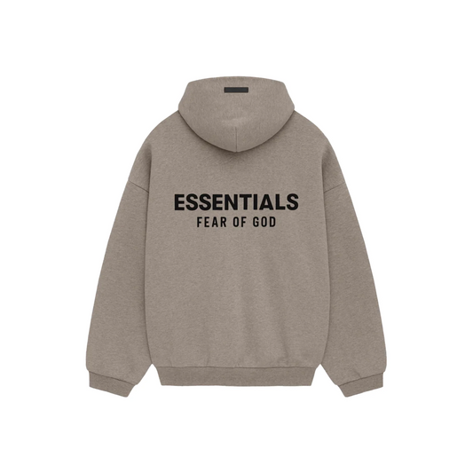 Fear of God Essentials Core Logo Fleece Hoodie Heather Grey FW24 Back