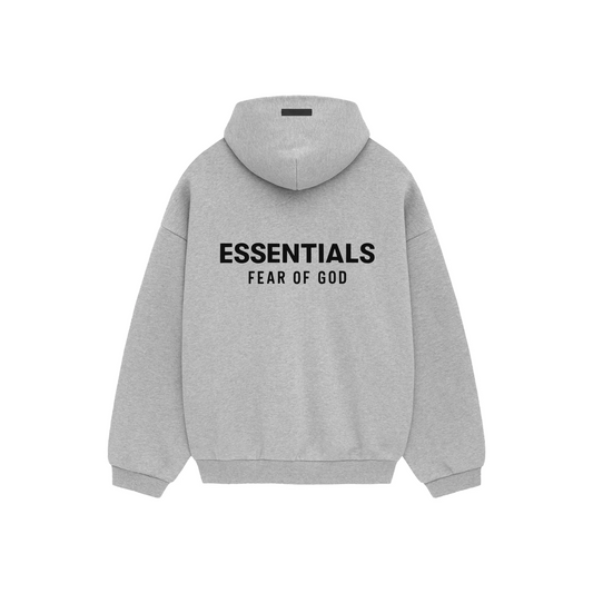 Fear of God Essentials Core Logo Fleece Hoodie Light Heather Grey FW24 Back