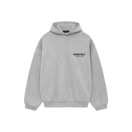 Fear of God Essentials Core Logo Fleece Hoodie Light Heather Grey FW24 Front