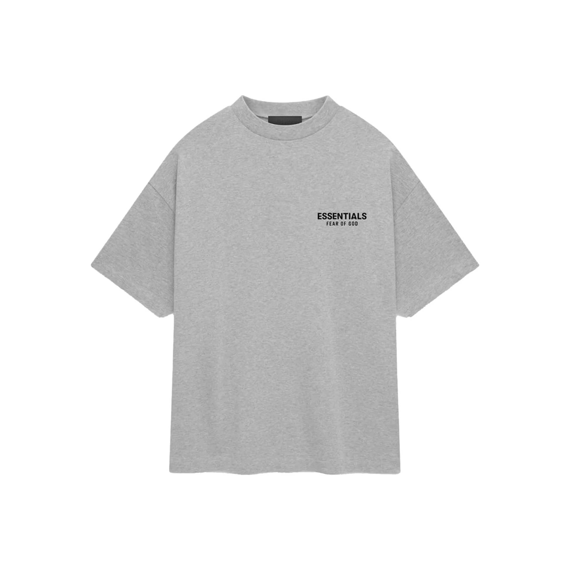 Fear of God Essentials Core Logo Jersey Crewneck Tee Light Heather Grey FW24 Front