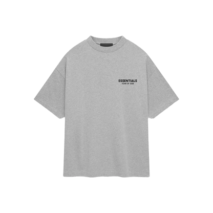 Fear of God Essentials Core Logo Jersey Crewneck Tee Light Heather Grey FW24 Front