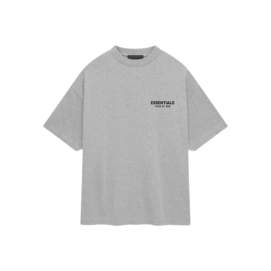 Fear of God Essentials Core Logo Jersey Crewneck Tee Light Heather Grey FW24 Front