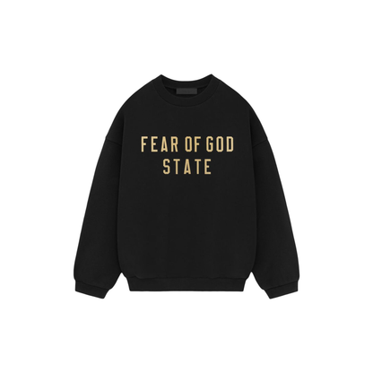 Fear of God Essentials Fleece Crewneck Black FW24 Front