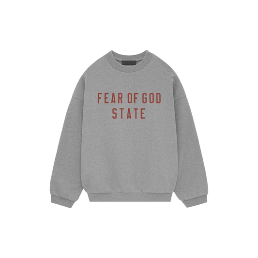 Fear of God Essentials Fleece Crewneck Dark Heather FW24 Front