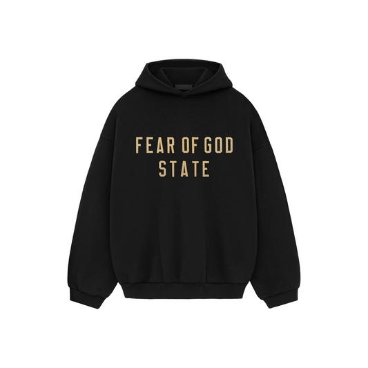 Fear of God Essentials Fleece Hoodie Black FW24 Front