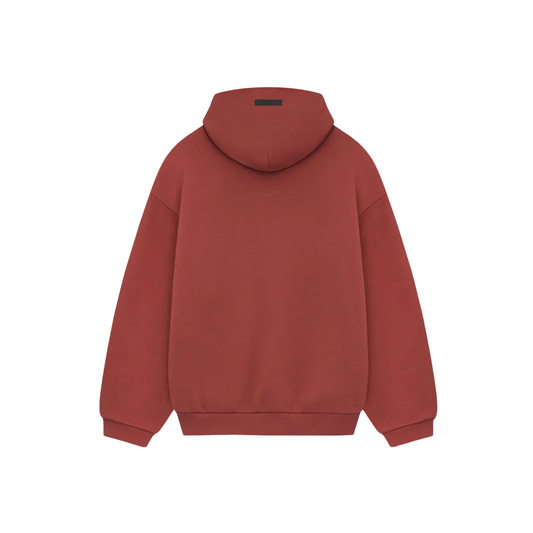 Fear of God Essentials Fleece Hoodie II Crimson FW24 Back