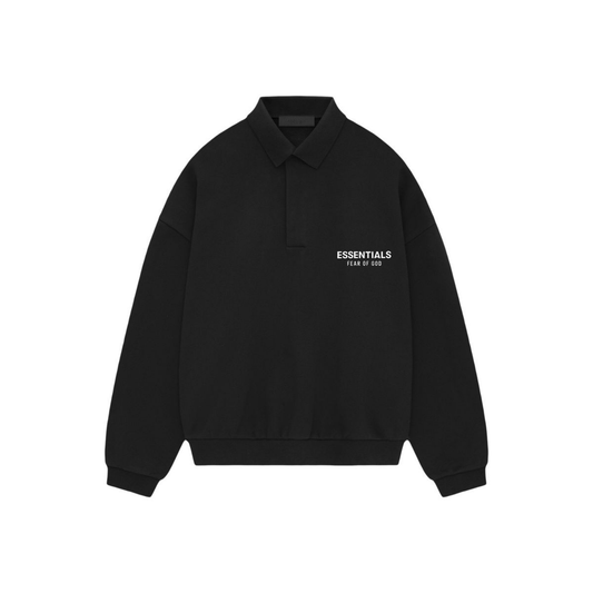 Fear of God Essentials Fleece Polo Black FW24 Front