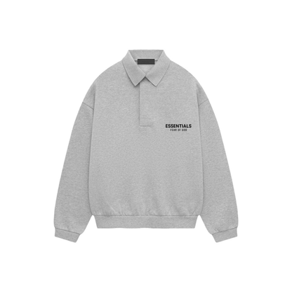 Fear of God Essentials Fleece Polo Light Heather Grey FW24 Front
