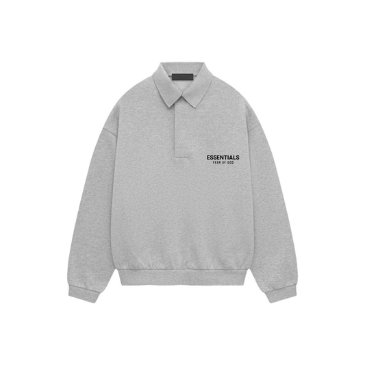 Fear of God Essentials Fleece Polo Light Heather Grey FW24 Front