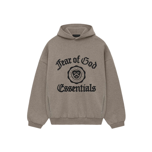 Fear of God Essentials Fleece Vintage Shrunken Hoodie Heather Grey FW24 Front