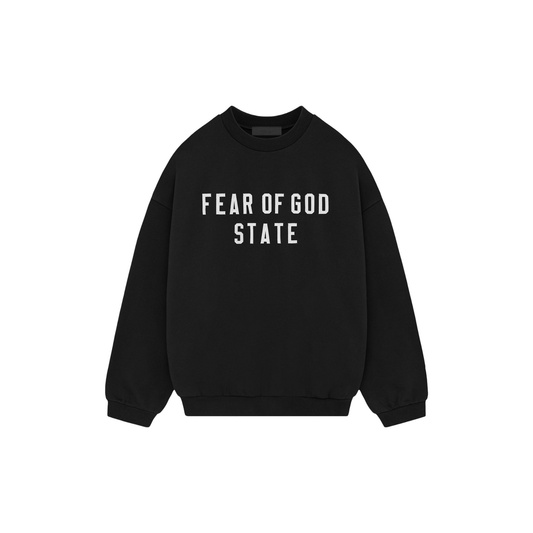 Fear of God Essentials Heavy Fleece Crewneck Black FW24 Front