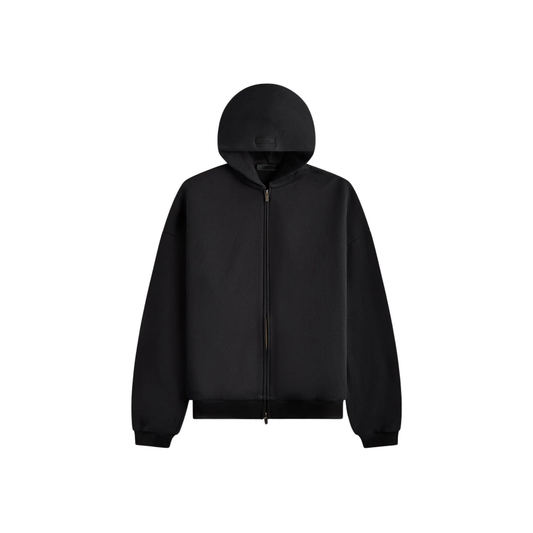 Fear of God Essentials Heavy Fleece Full Zip Hoodie Black FW24 Front