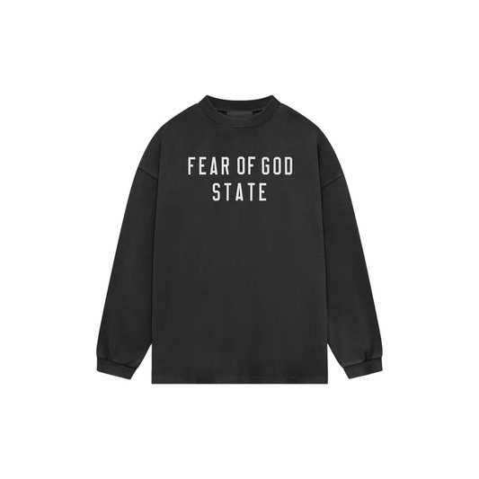 Fear of God Essentials Heavy Long Sleeve Tee Black FW24 Front