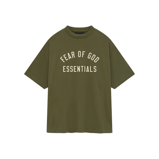 Fear of God Essentials Jersey Crewneck Tee Military FW24 Front