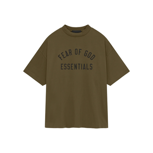 Fear of God Essentials Jersey Crewneck Tee Olive FW24 Front