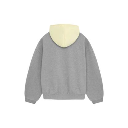 Fear of God Essentials Nylon Fleece Hoodie Dark Heather Oatmeal Garden Yellow SS24 Back