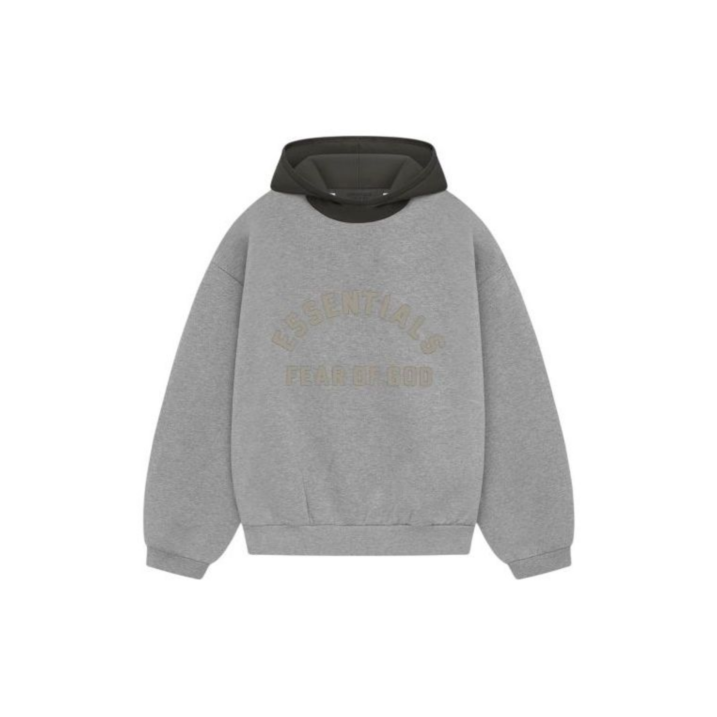 Fear of God Essentials Nylon Fleece Hoodie Dark Heather Oatmeal Ink SS24 Front