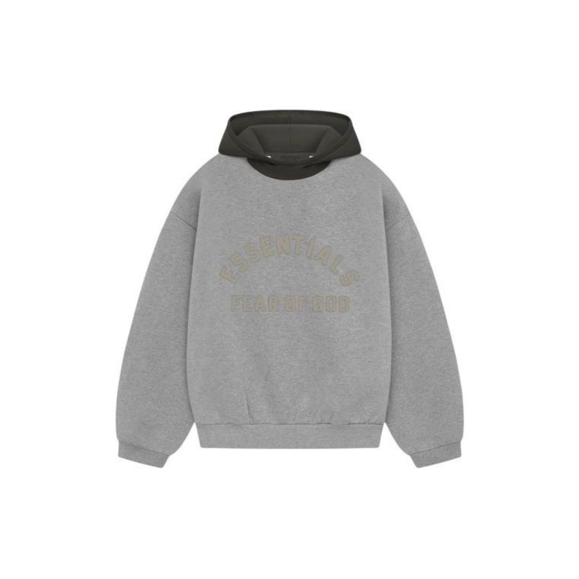 Fear of God Essentials Nylon Fleece Hoodie Dark Heather Oatmeal Ink SS24 Front