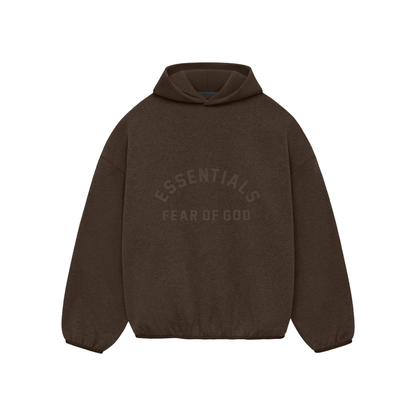 Fear of God Essentials Nylon Fleece Hoodie Heather Wood Wood SS24 Front