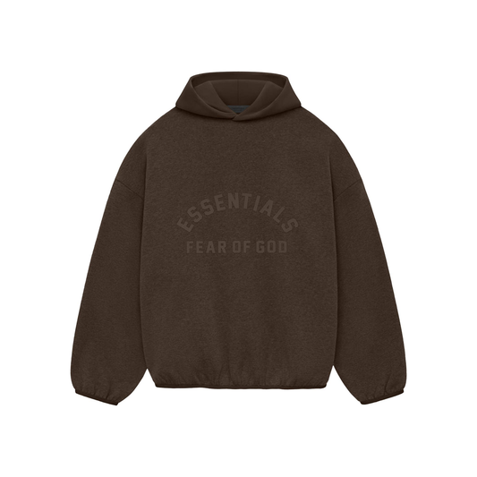 Fear of God Essentials Nylon Fleece Hoodie Heather Wood Wood SS24 Front