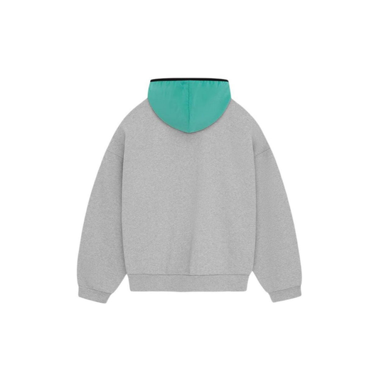 Fear of God Essentials Nylon Fleece Hoodie Light Heather Grey Mint Leaf SS24 Back