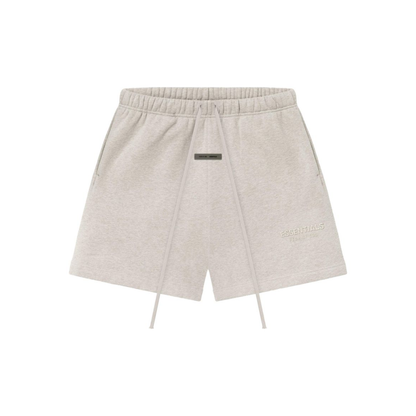 Fear of God Essentials Soccer Fleece Shorts Heather Stone SS25 Front