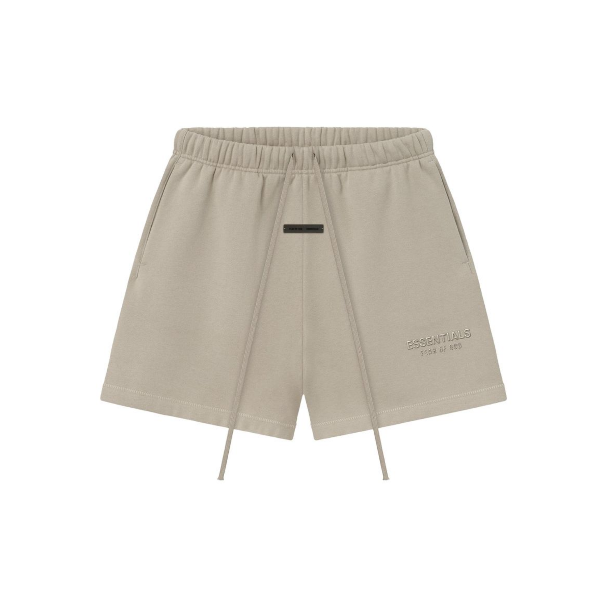 Fear of God Essentials Soccer Fleece Shorts Timber SS25 Front