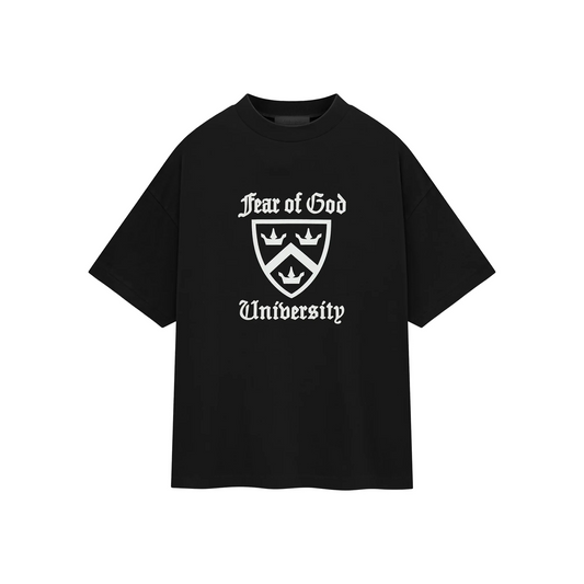 Fear of God Essentials University Logo Heavy Crewneck Tee Black FW24 Front