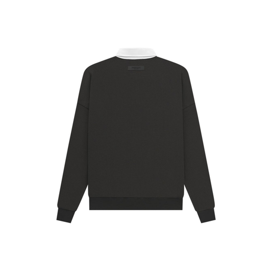 Fear of God Essentials Waffle Henley Rugby Polo Off Black SS23 Back