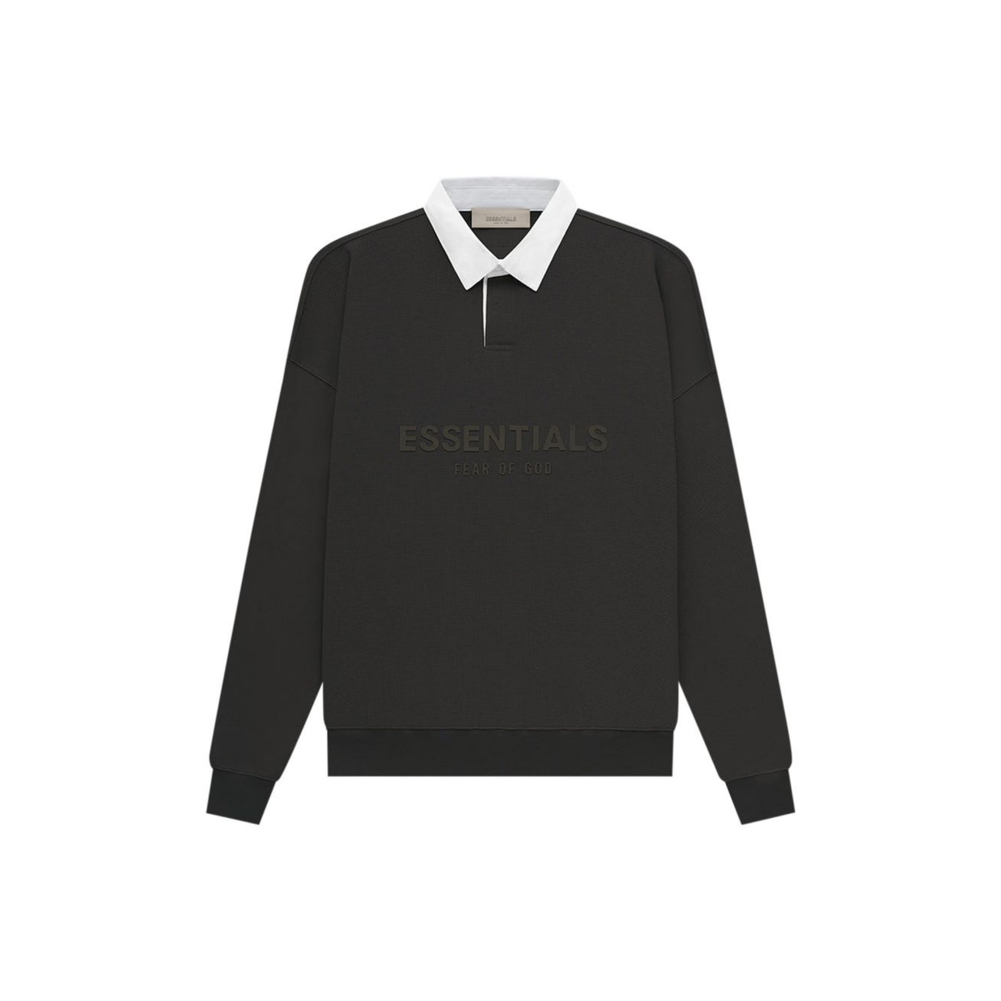 Fear of God Essentials Waffle Henley Rugby Polo Off Black SS23 Front