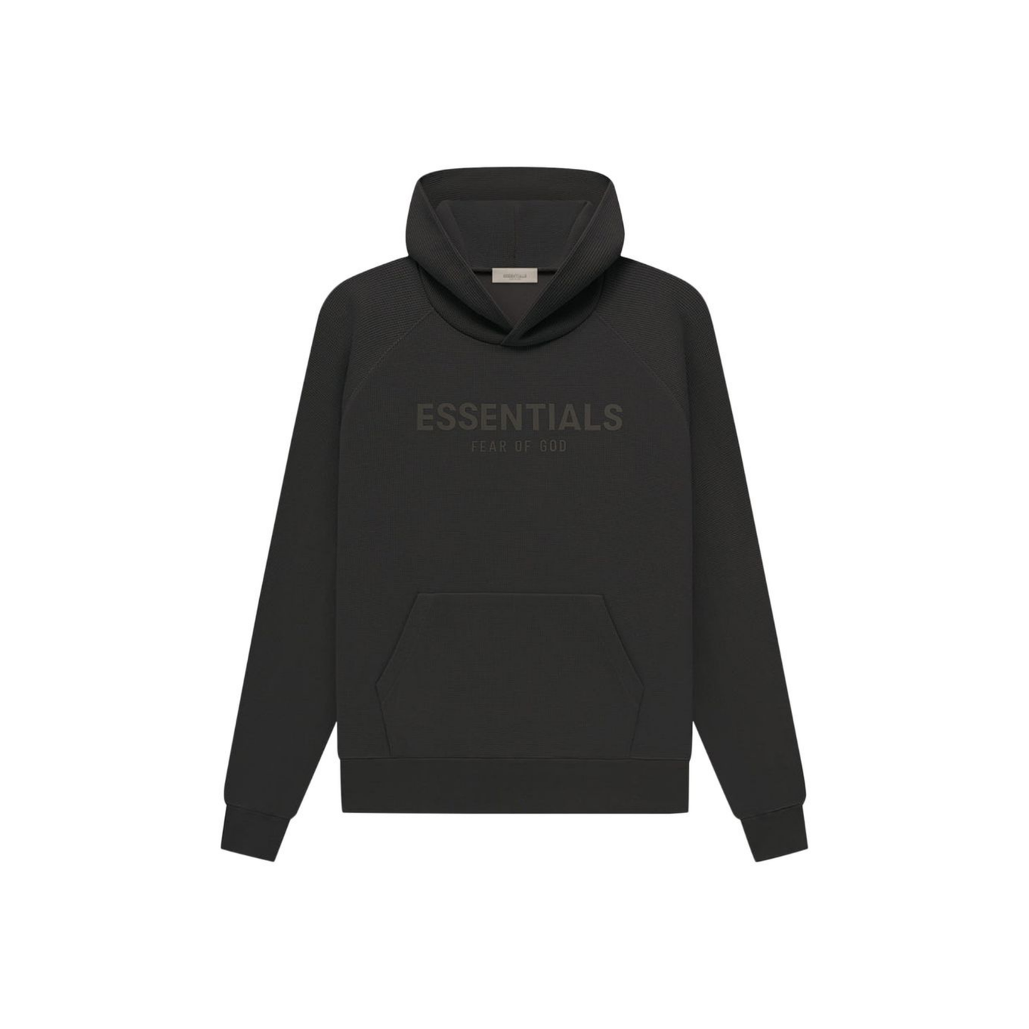 Fear of God Essentials Waffle Raglan Hoodie Off Black SS23 Front