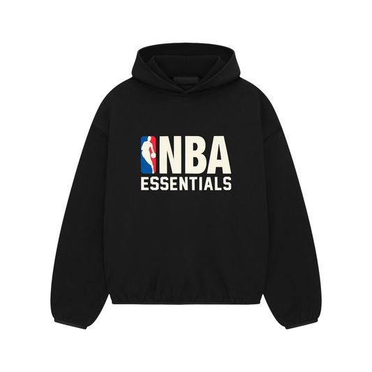 Fear of God Essentials x NBA Hoodie Black FW24 Front