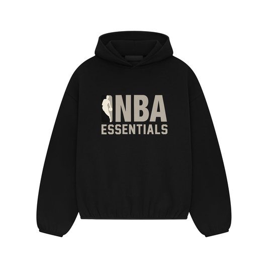 Fear of God Essentials x NBA Hoodie Black SS25 Front