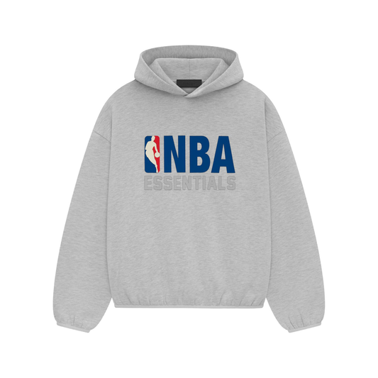 Fear of God Essentials x NBA Hoodie Light Heather FW24 Front