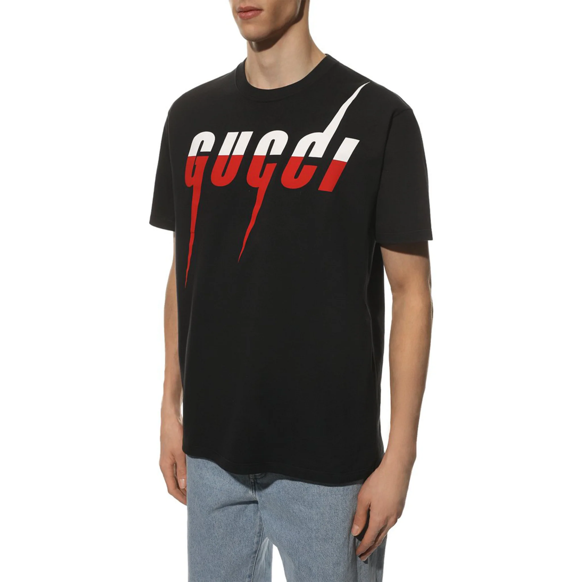 Gucci Blade Print T-Shirt Black SS21 Model Front