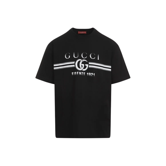 Gucci Cotton Jersey Gucci Print T-Shirt Black Front