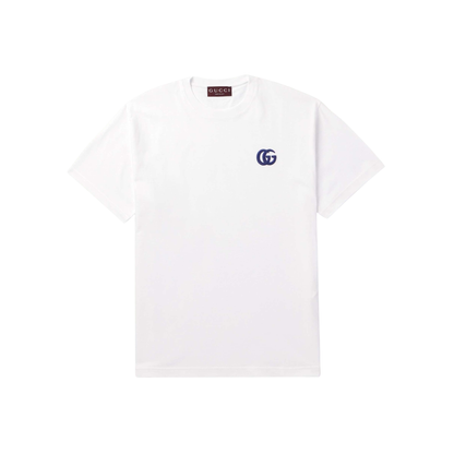Gucci GG Embroidered Logo Tee White Front