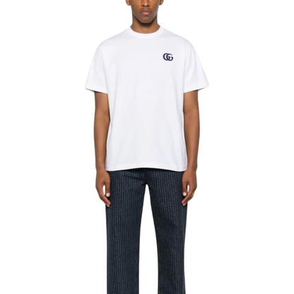 Gucci GG Embroidered Logo Tee White Model Front