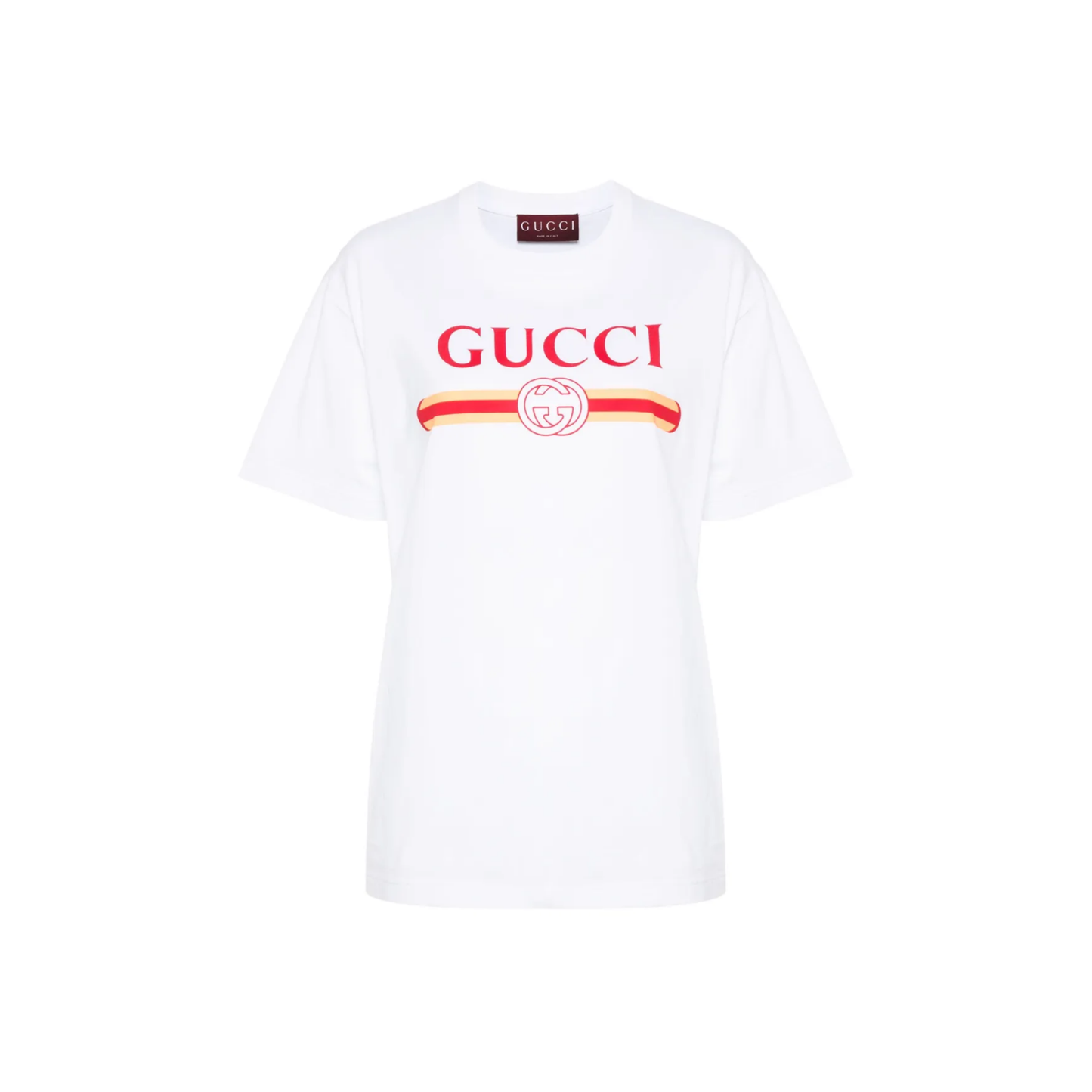 Gucci Logo Print Cotton T-Shirt White Front