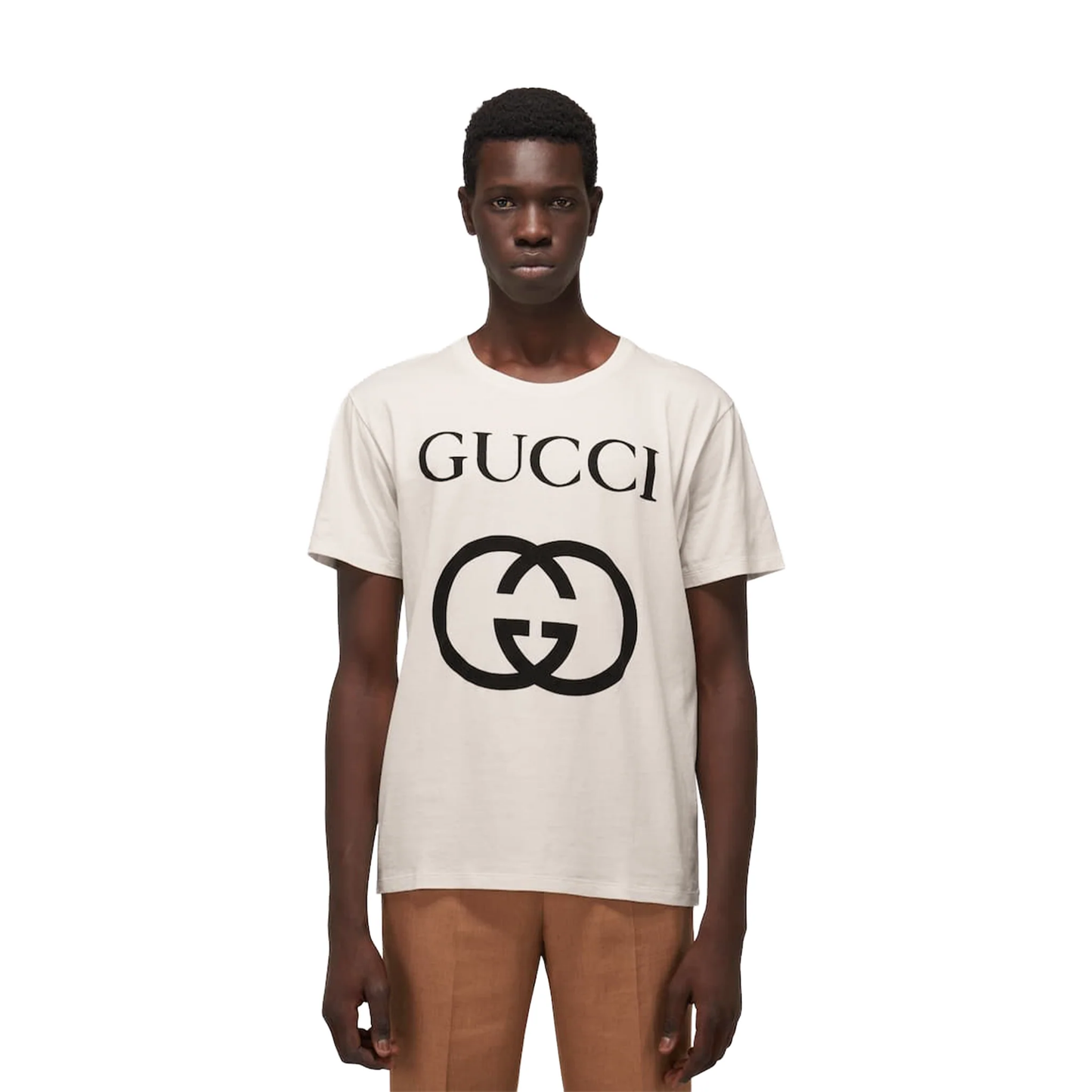 Gucci Oversize With Interlocking G T-Shirt Beige SS21 Model Front