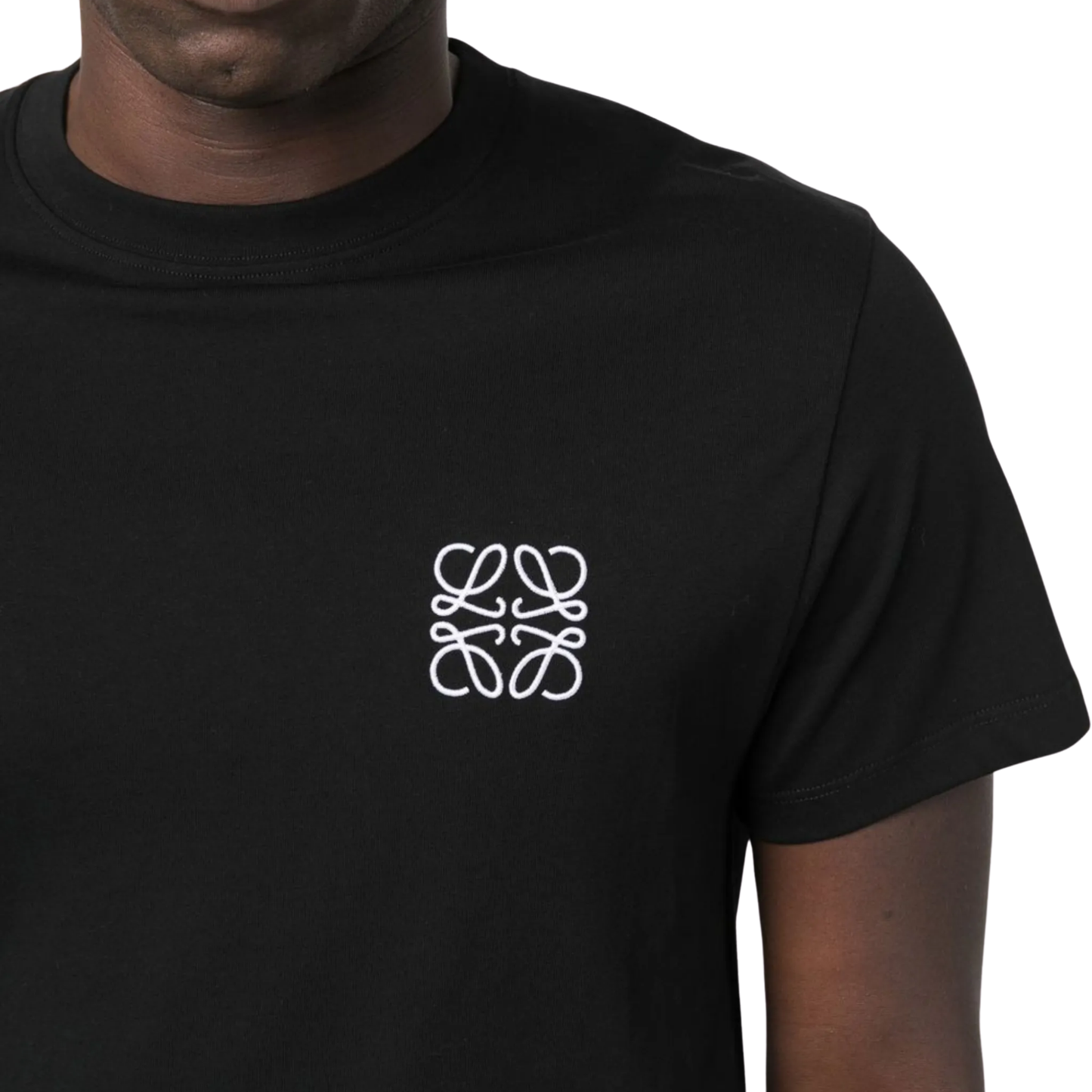 Loewe Logo Embroidered Tee Black Front Logo