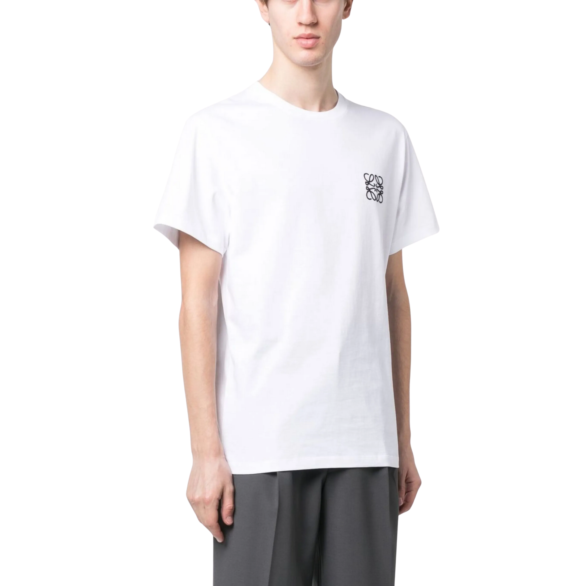 Loewe Logo Embroidered Tee White Model Front