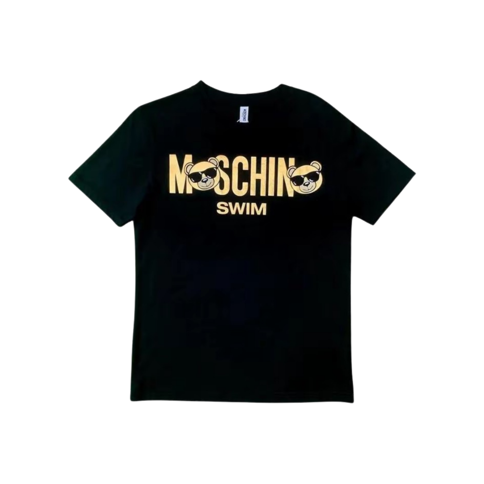 Moschino Gold Foil Bear Logo Tee Black Front