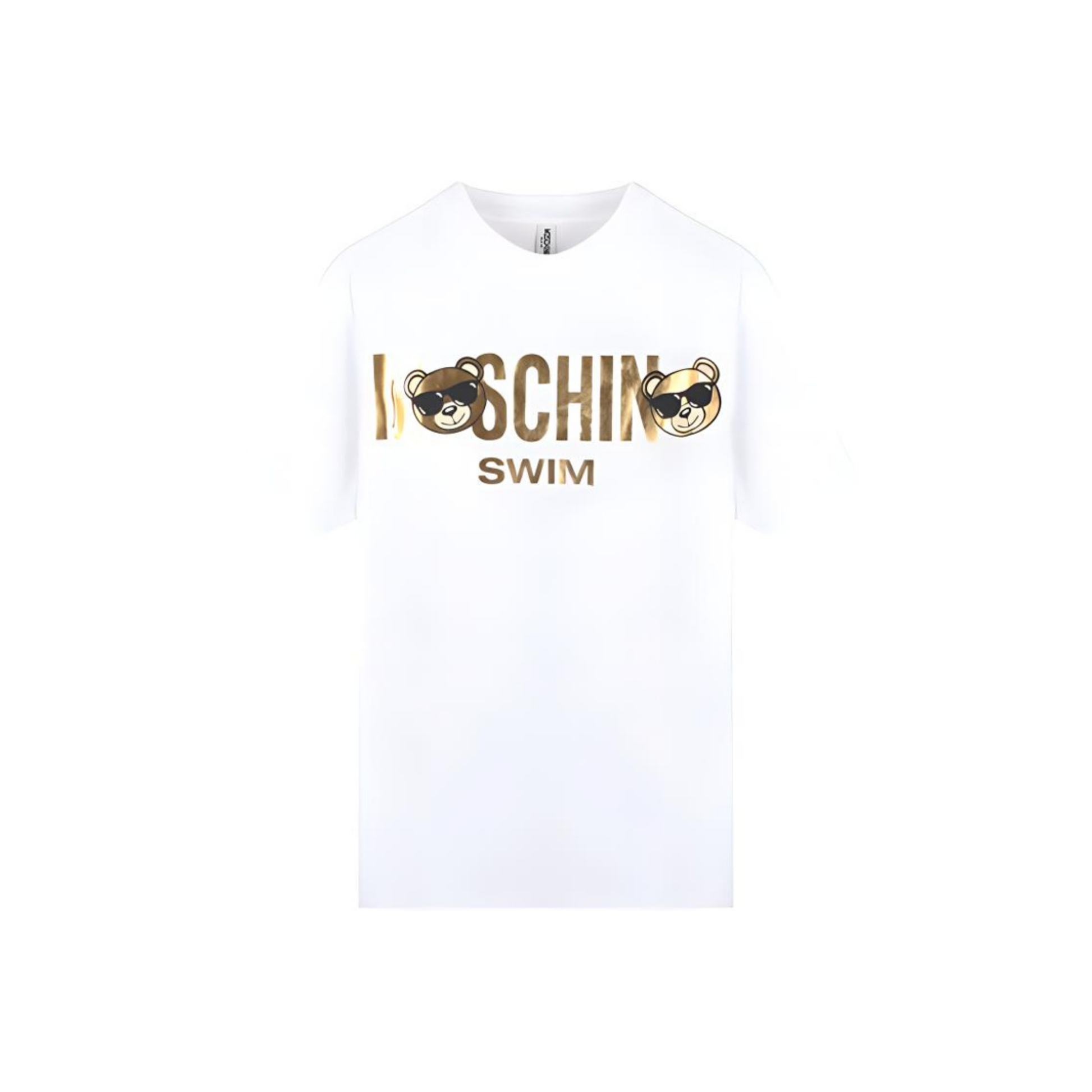 Moschino Gold Foil Bear Logo Tee White Front