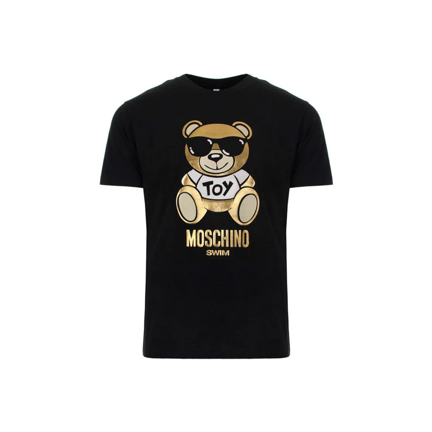 Moschino Swim Toy Bear Gold Foil Tee Black Front